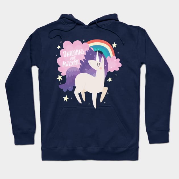 Unicorns Are Awesome Hoodie by clairestamper